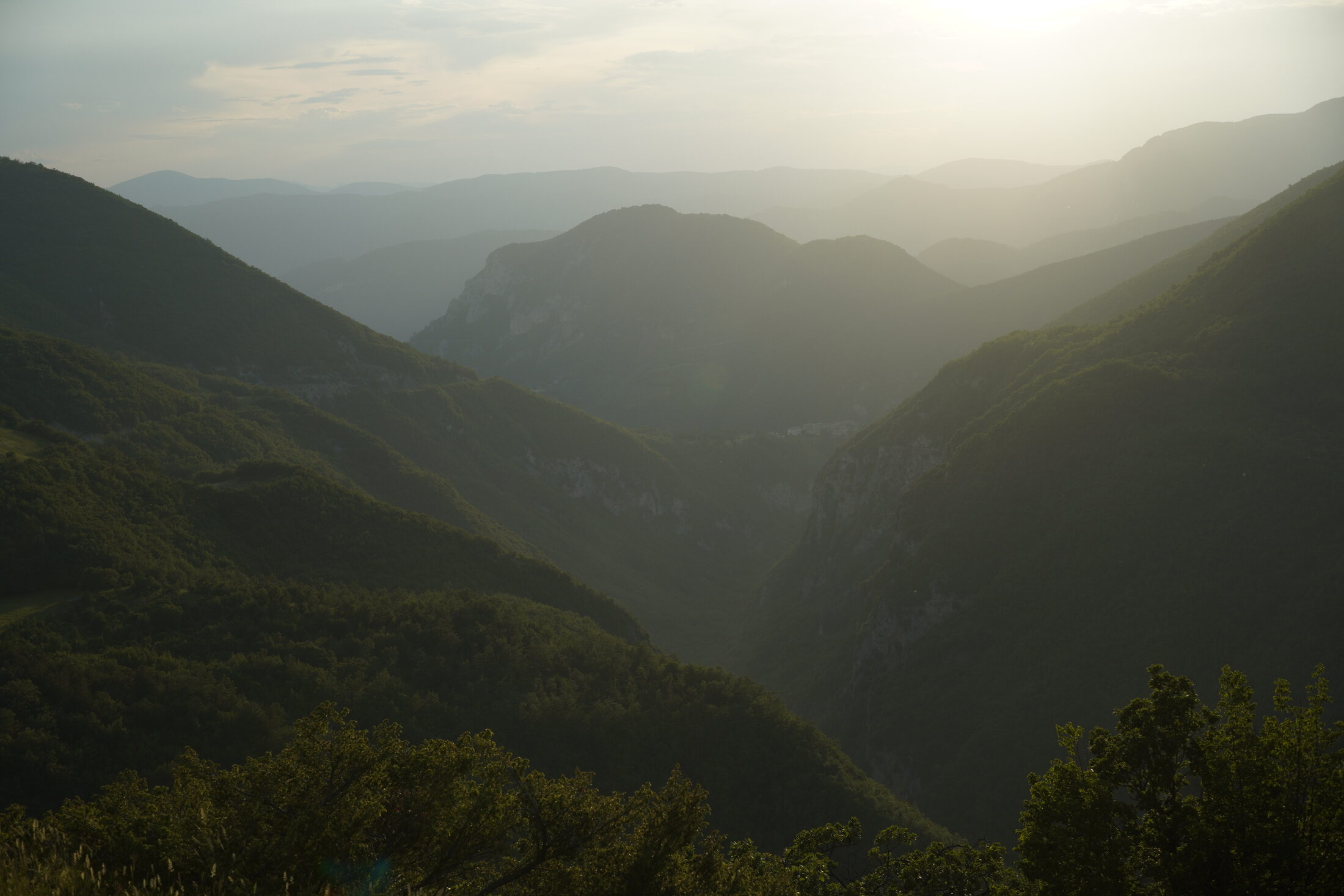 Veduta della Valnerina al tramonto